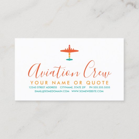 Carte De Visite avion rétro (Dos)