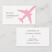 Carte De Visite Avion rose (Devant / Derrière)