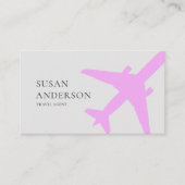 Carte De Visite Avion rose agent de voyage (Devant)