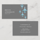 Carte De Visite Avions Blue Watercolor (Devant / Derrière)