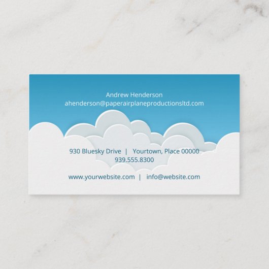 Carte De Visite Avions en papier au-dessus des nuages (Dos)