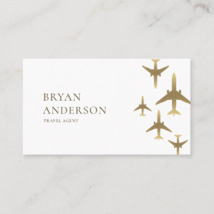 Carte De Visite Avions Gold de l'agent de voyages