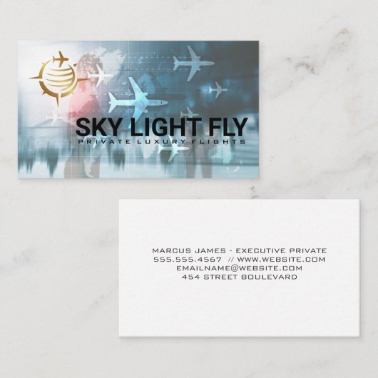 Carte De Visite Avions volant | World Map Globe (Devant / Derrière)