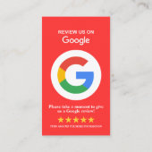Carte De Visite Avis Google | Code QR rouge pour l'évaluation de v (Dos)