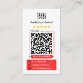 Carte De Visite Avis Google | Code QR rouge pour l'évaluation de v (Devant)