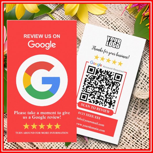 Carte De Visite Avis Google | Code QR rouge pour l'évaluation de v