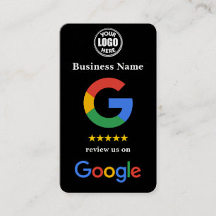 Carte De Visite Avis Google noir avec Modèle de lien de code QR