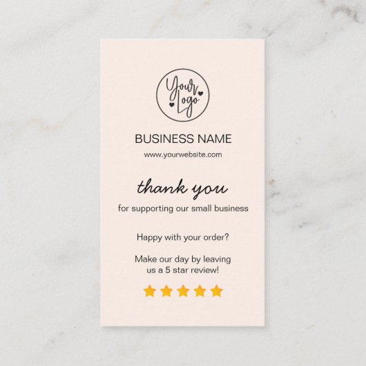 Carte De Visite Avis professionnels QR Code 5 étoiles critique ros (Dos)