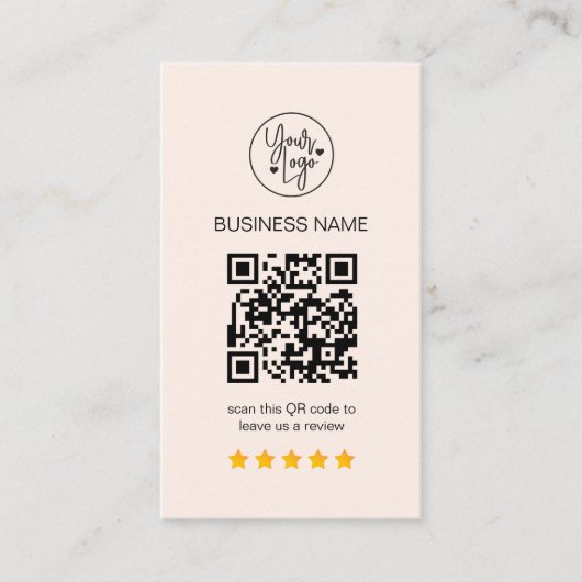 Carte De Visite Avis professionnels QR Code 5 étoiles critique ros (Devant)