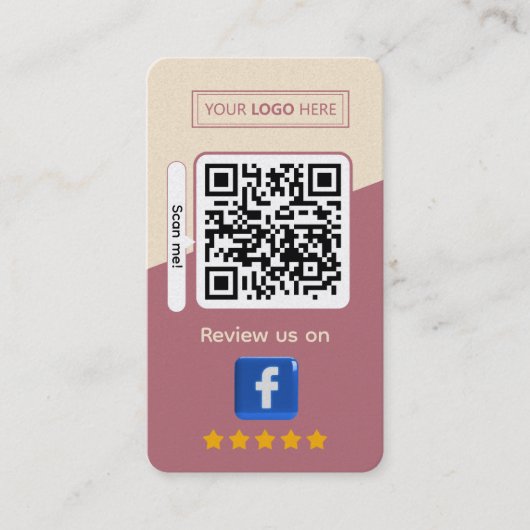 Carte De Visite Avis sur l'entreprise Facebook avec code QR (Devant)