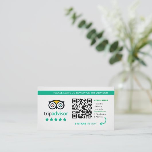 Carte De Visite Avis Tripadvisor | Merci de code QR professionnel (Debout devant)