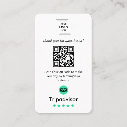 Carte De Visite Avis TripAdvisor QR Style de commentaires clients (Devant)