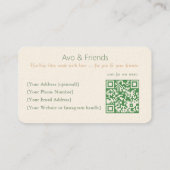 Carte De Visite Avo et amis | Logo Avocado Aliments sains - (Dos)