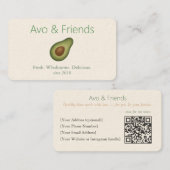 Carte De Visite Avo et amis | Logo Avocado Aliments sains - (Devant / Derrière)