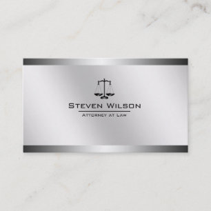 Carte De Visite Avocat à la loi Blanc et argent Acier à l'échel