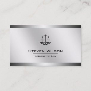 Carte De Visite Avocat à la loi Blanc et argent Acier à l'échelle