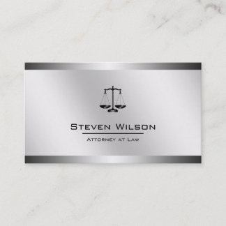 Carte De Visite Avocat à la loi Blanc et argent Acier à l'échelle