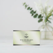 Carte De Visite Avocat à la loi Blanc et argent Acier à l'échelle  (Debout devant)