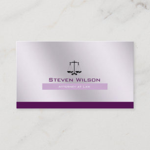 Carte De Visite Avocat à la loi Blanc Purple Steel Échelle juridiq