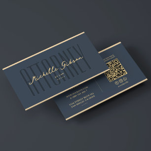Carte De Visite Avocat à la loi Charcoal Blue Faux Gold Elegant