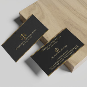 Carte De Visite Avocat à la loi - Échelle et bordure dorées sur li