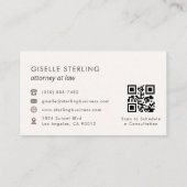 Carte De Visite Avocat à la loi QR Code Blush Pink Luxe (Dos)