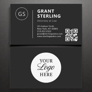 Carte De Visite Avocat à Law Black White Logo QR Code