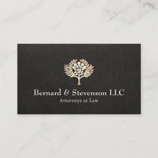 Carte De Visite Avocat à Law Faux Gold Leaf et Black Linen (Devant)