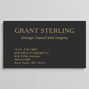 Carte De Visite Avocat à Law Minimal Black Gold Légal