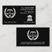 Carte De Visite Avocat à Law noir et blanc (Devant / Derrière)