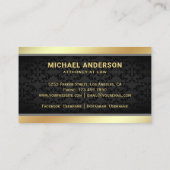 Carte De Visite Avocat à l'échelle Black Damask Gold Justice (Dos)