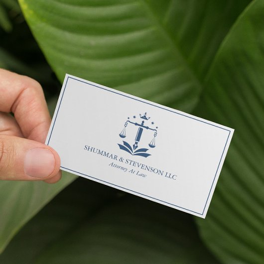 Carte De Visite Avocat À L'Échelle Bleue Simple Et À La Frontière