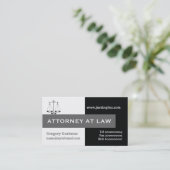 Carte De Visite Avocat à l'échelle de la justice gris, noir (Debout devant)