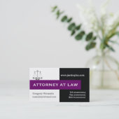 Carte De Visite Avocat à l'échelle de la justice violet, noir (Debout devant)