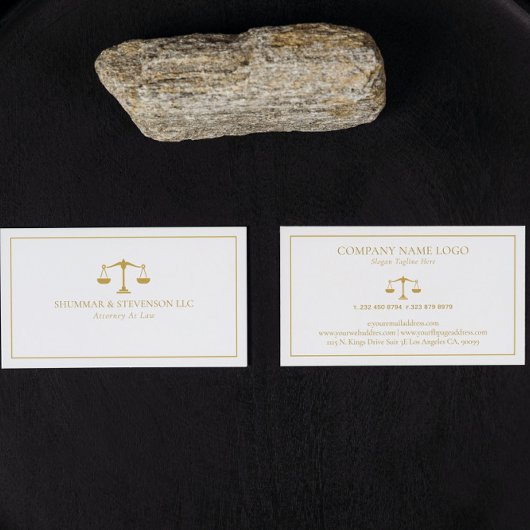 Carte De Visite Avocat À L'Échelle Droit Simple Gold Justice