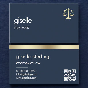 Carte De Visite Avocat au Barreau Échelles de Justice Bleu Marine