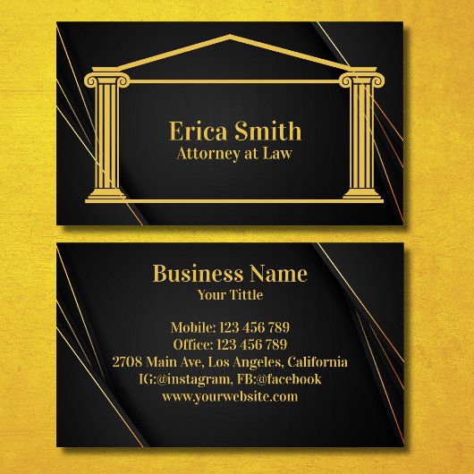 Carte De Visite Avocat Avocat de Droit Professionnel Retour et Or