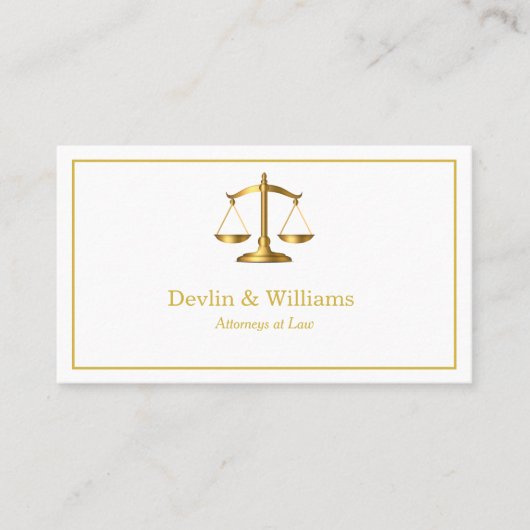Carte De Visite Avocat avocat de White Luxe Gold Scales (Devant)