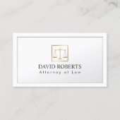 Carte De Visite Avocat Avocat Gold Échelle de justice Classy White (Devant)