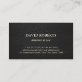 Carte De Visite Avocat Avocat Gold Scale Elegant Cuir Noir (Dos)