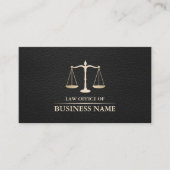 Carte De Visite Avocat Avocat Gold Scale Elegant Cuir Noir (Devant)