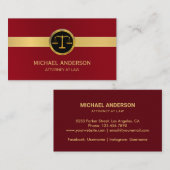 Carte De Visite Avocat avocat Gold Scale of Justice Elegant (Devant / Derrière)