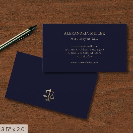 Carte De Visite Avocat bleu et or de la Marine