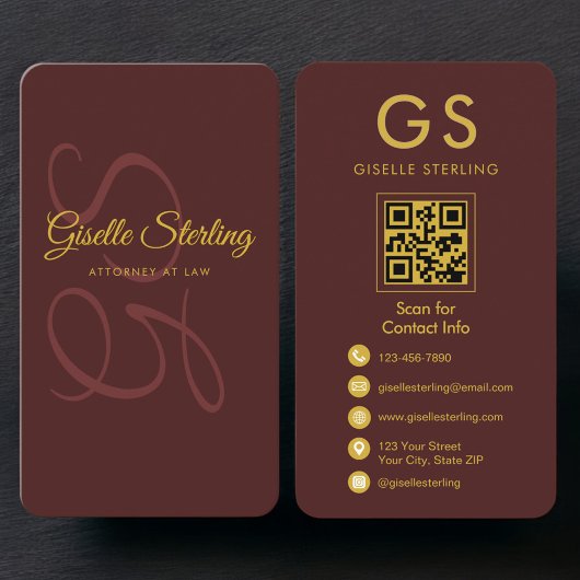 Carte de visite avocat Bourgogne Or QR Code