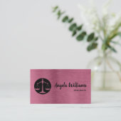 Carte De Visite Avocat chic métal rose or et noir (Debout devant)