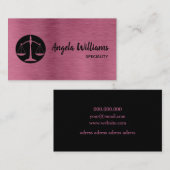 Carte De Visite Avocat chic métal rose or et noir (Devant / Derrière)