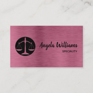 Carte De Visite Avocat chic métal rose or et noir