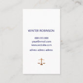 Carte De Visite Avocat chic moderne à la loi minuit bleu blanc (Dos)