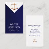Carte De Visite Avocat chic moderne à la loi minuit bleu blanc (Devant / Derrière)