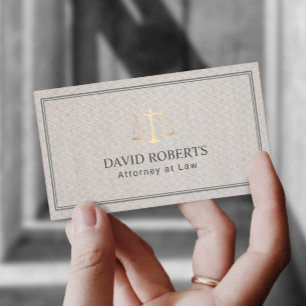 Carte De Visite Avocat classique Avocat Gold Scale Elegant Linen
